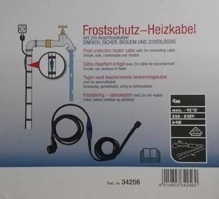 Kabel grzewczy przewód grzejny 4m z termostatem NIEBIESKI / HORIZONT